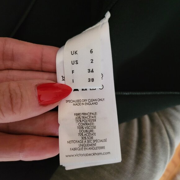 VICTORIA BECKHAM
Matte Crepe Cross Back Cami Fitted Dress. Size UK 6. - Picture 11 of 14